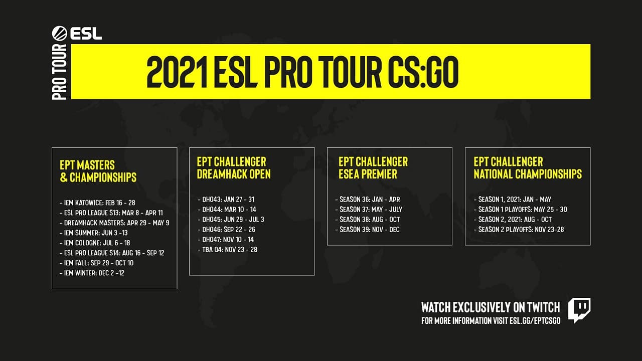 ESL更新ESL Pro Tour 2021賽程名單 DreamHack Open Atlanta 2021取消