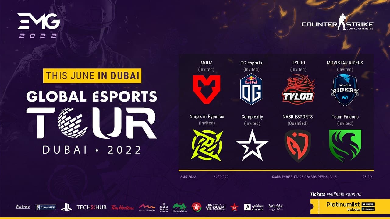 Global Esports Tour Dubai 2022隊伍名單公佈