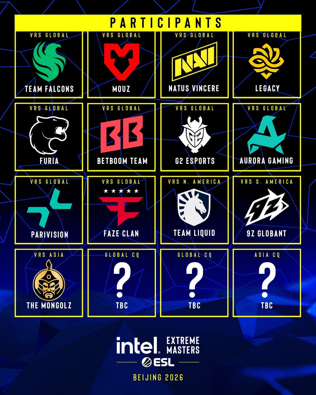 IEM Beijing 2026 受邀名單公佈! Spirit 與 Vitality 放棄邀請 由 FaZe 及 PARIVISION 頂上